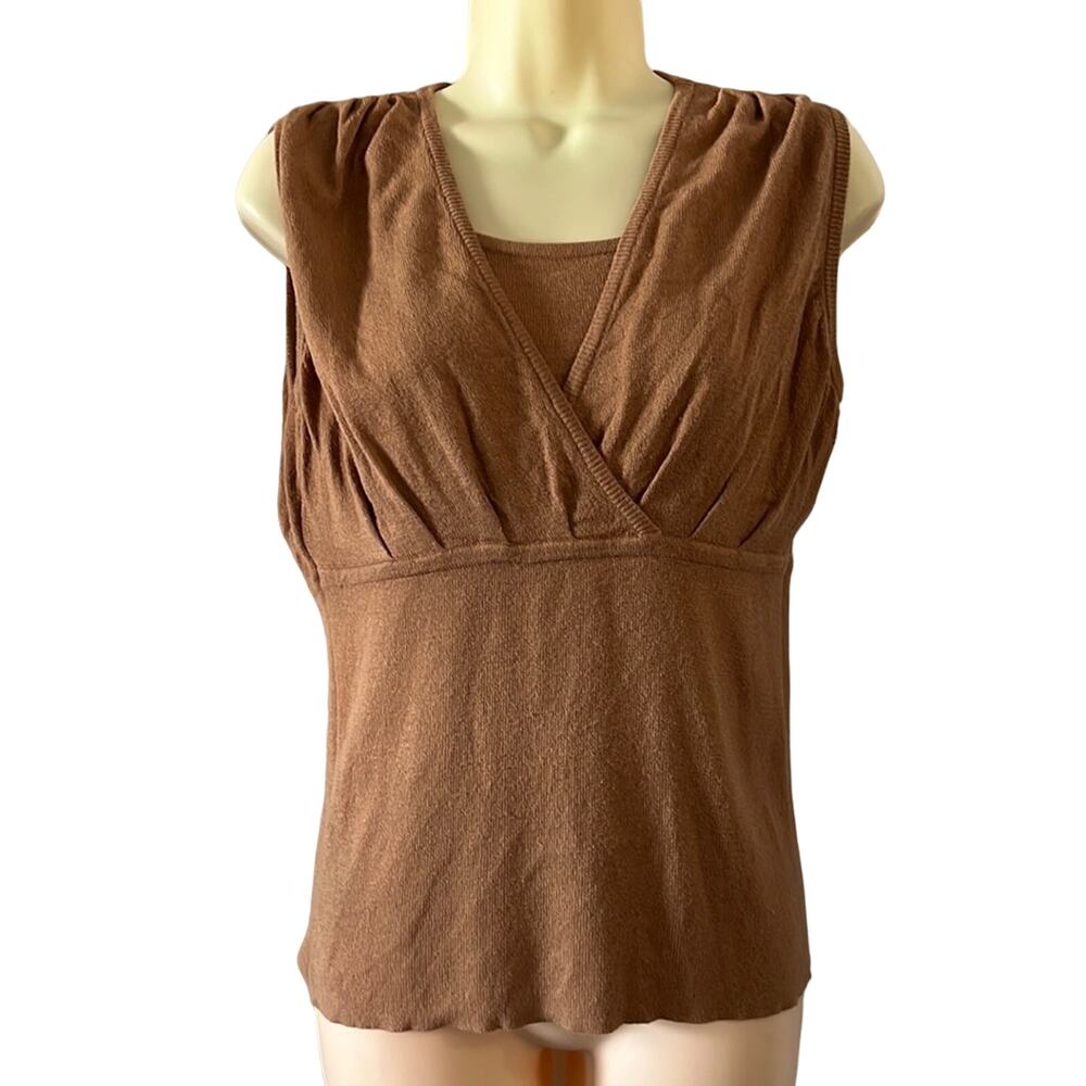 CB Design Light Brown Sleeveless Sweater Womans Size Large